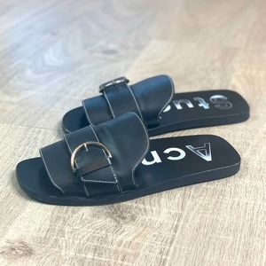 Acne Studios Vergie Black Slides Sandals Size 8